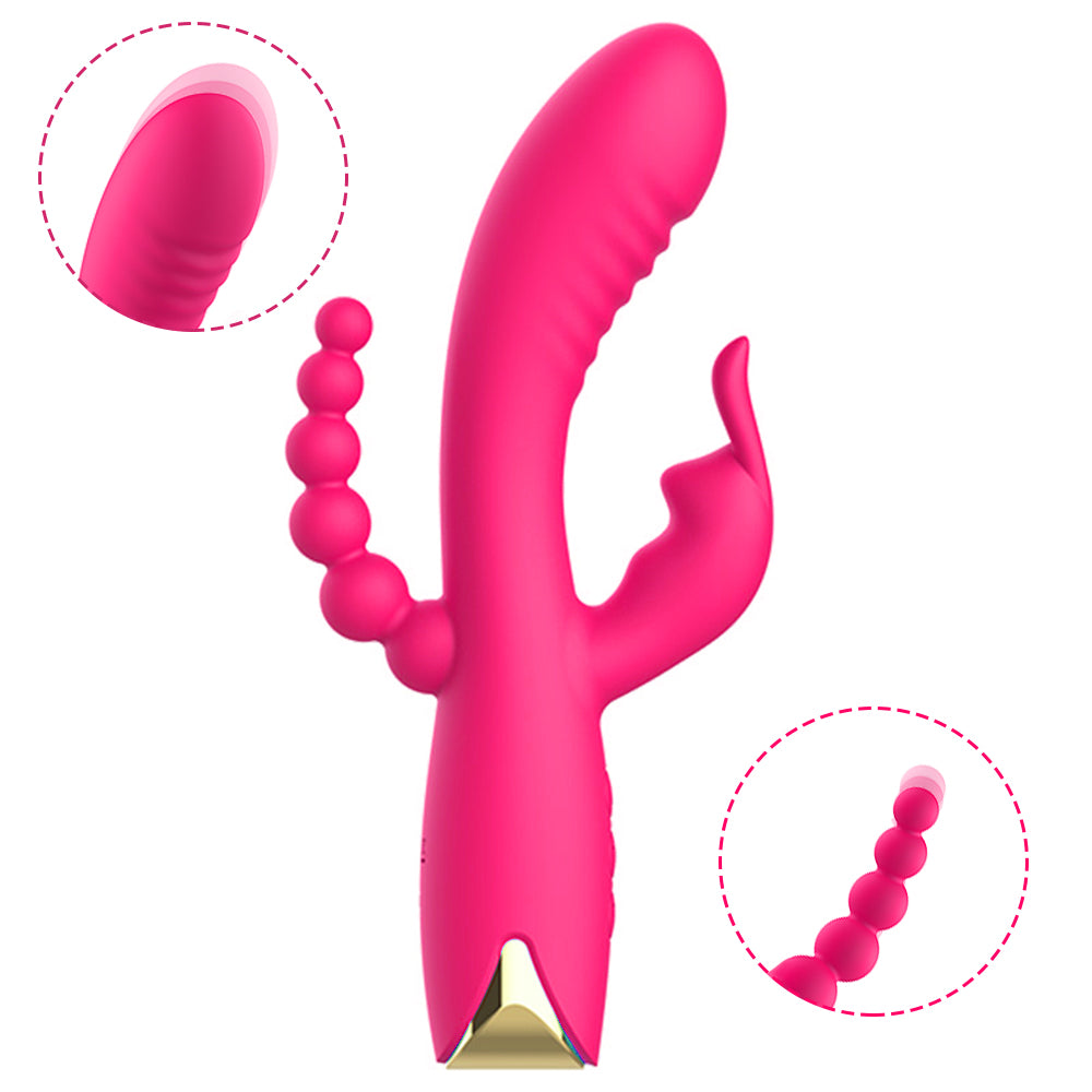 Ribbed Rabbit Clit Vibrator with Anal Beads | inJOYout
