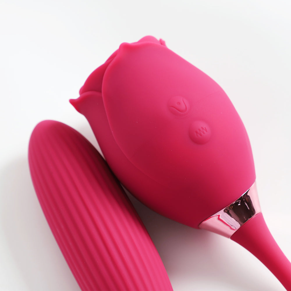 Rose Clitoral Sucking Vibrator with G Spot Dildo | inJOYout