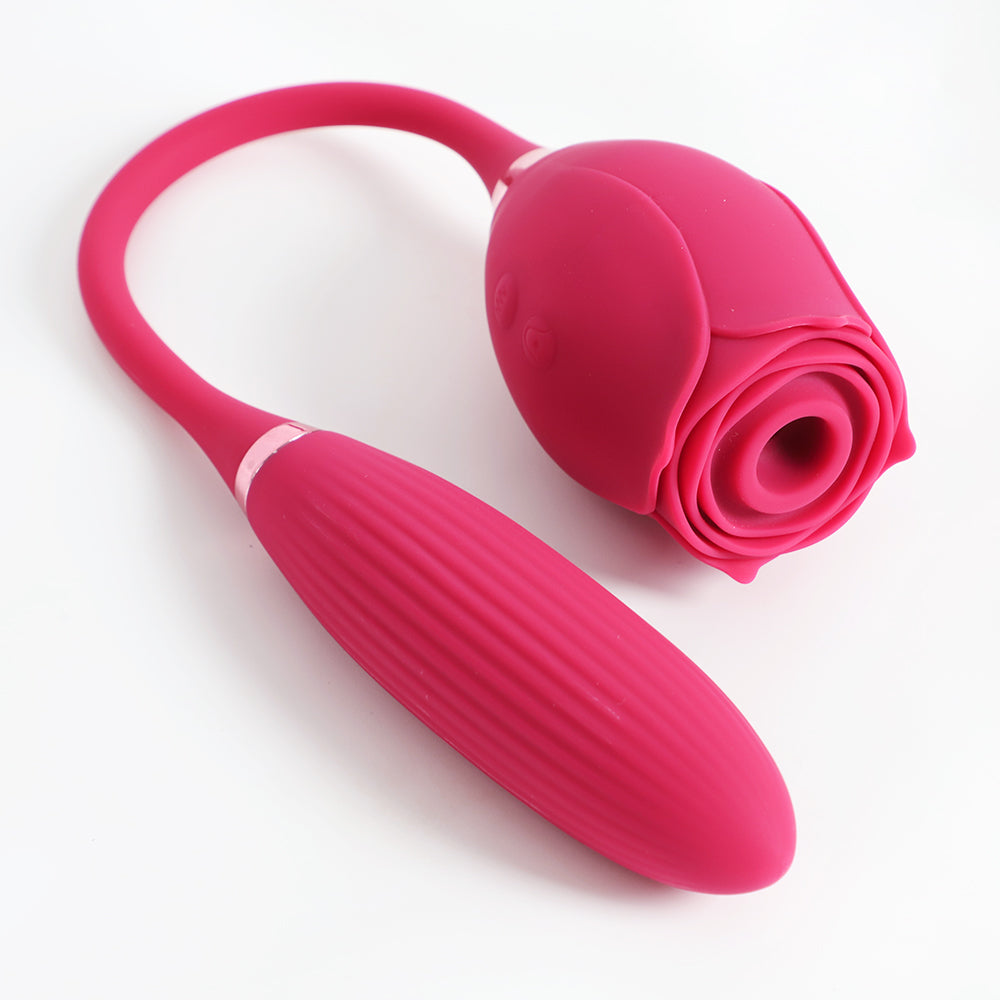 Rose Clit Sucker Toy with Thrusting Vibrator | inJOYout