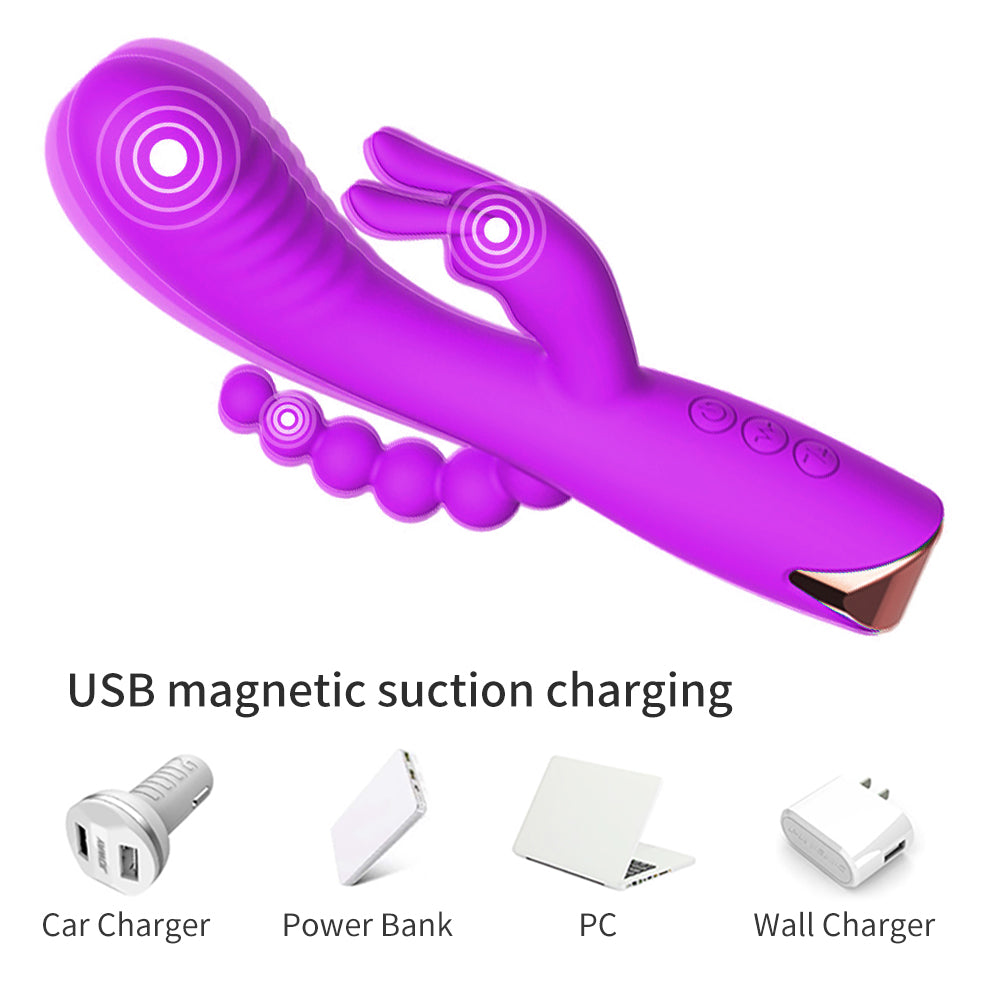 3-In-1 Rabbit Vibrator with Anal Beads inJOYout 3-In-1 Rabbit Vibrator with Anal Beads inJOYout