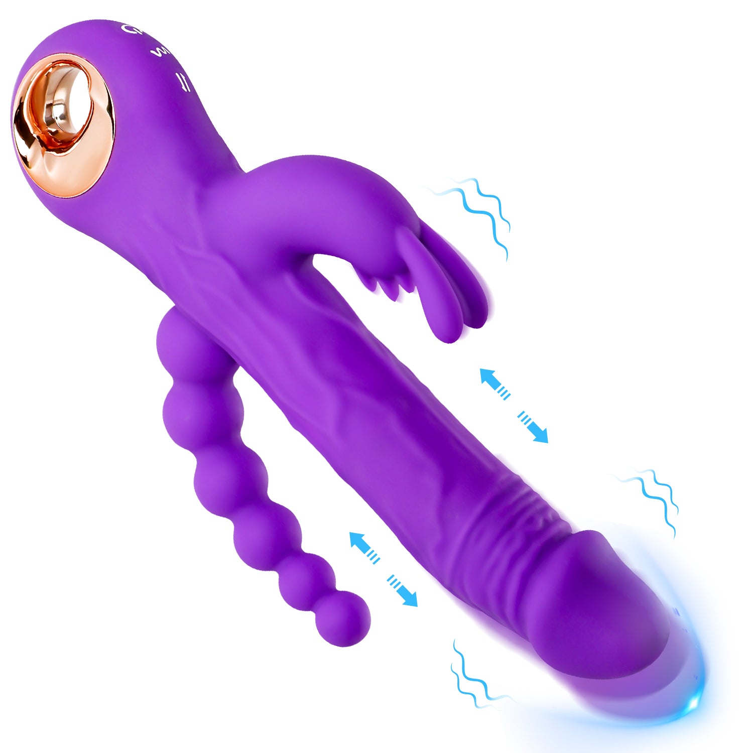 Rabbit Thrusting Dildo Vibrator with Anal Beads inJOYout Rabbit Thrusting Dildo Vibrator with Anal Beads inJOYout