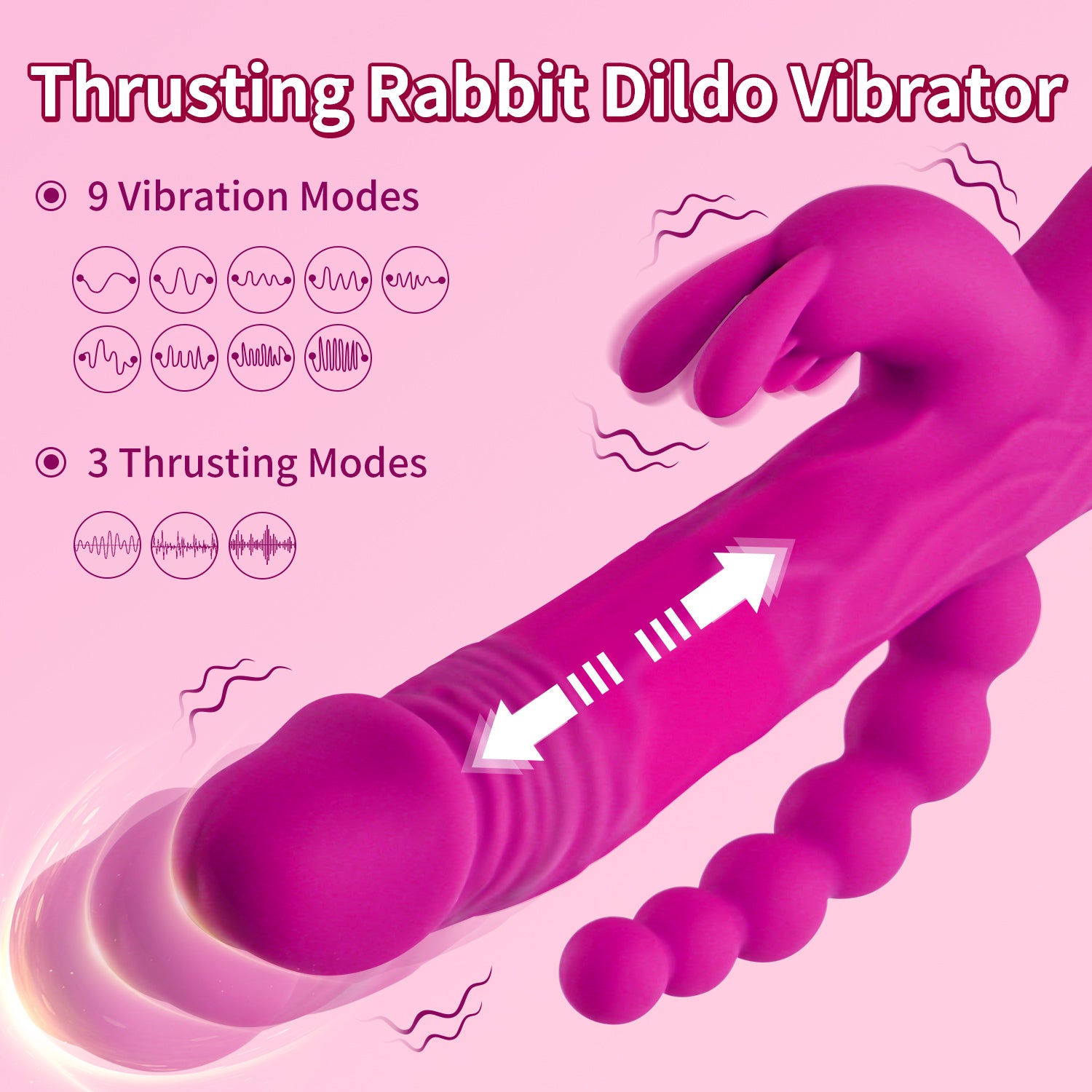 Rabbit Thrusting Dildo Vibrator with Anal Beads inJOYout Rabbit Thrusting Dildo Vibrator with Anal Beads inJOYout