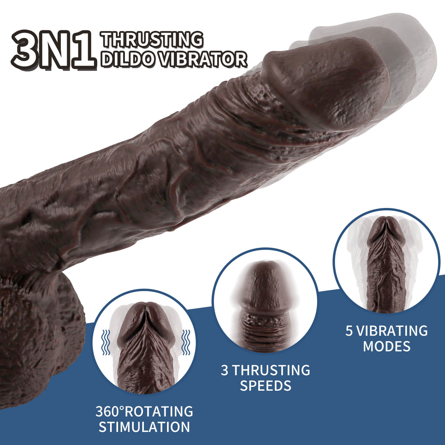 3-In-1 Realistic Thrusting Dildo Vibrator inJOYout 3-In-1 Realistic Thrusting Dildo Vibrator inJOYout
