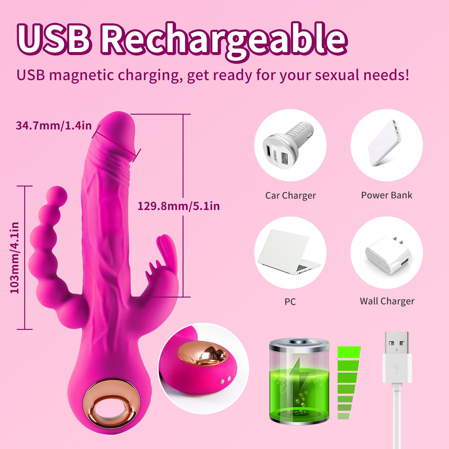 Rabbit Thrusting Dildo Vibrator with Anal Beads inJOYout Rabbit Thrusting Dildo Vibrator with Anal Beads inJOYout
