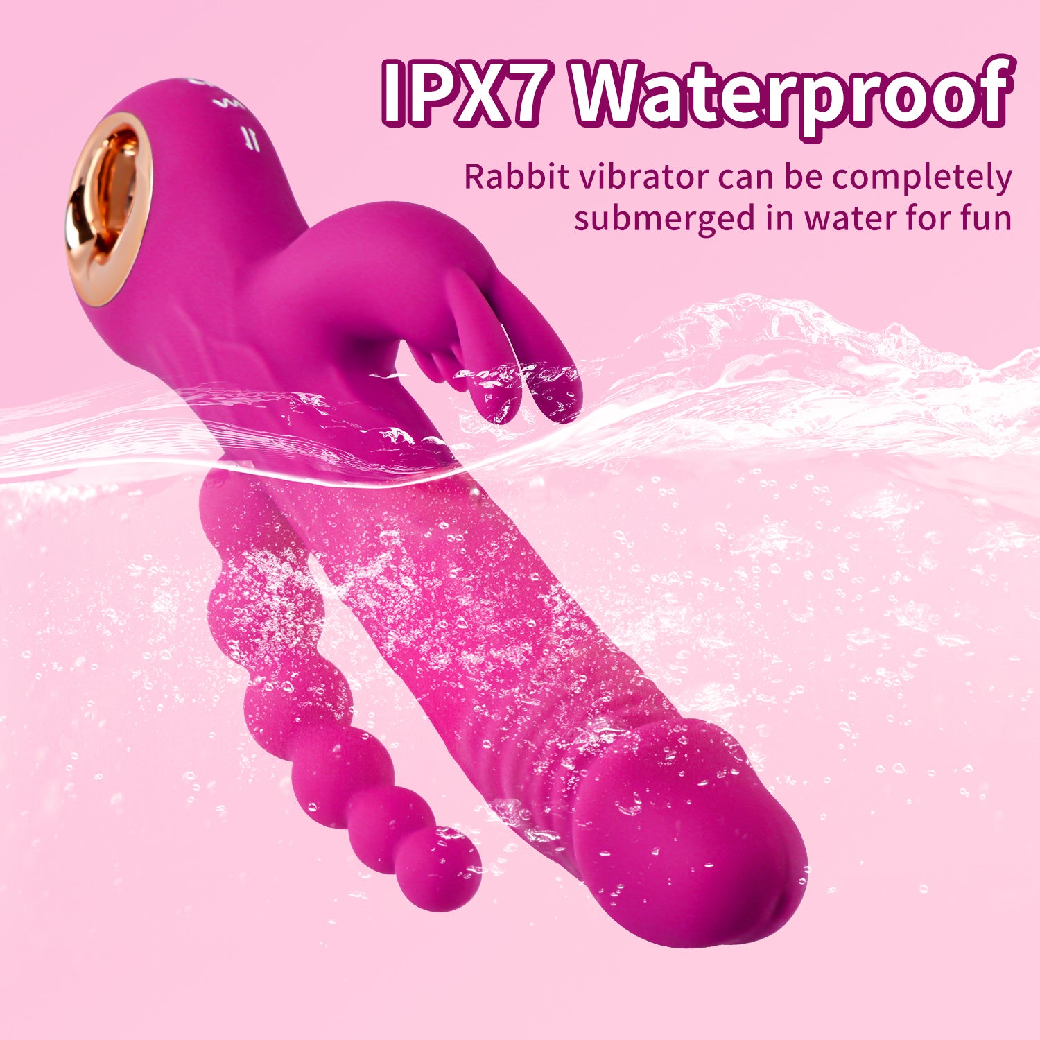 Rabbit Thrusting Dildo Vibrator with Anal Beads inJOYout Rabbit Thrusting Dildo Vibrator with Anal Beads inJOYout